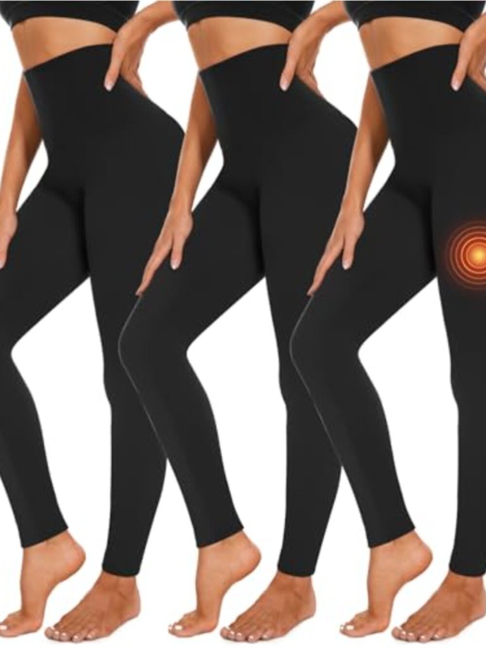 Fleece Lined High Waisted Leggings Women Winter Thermal Yoga Pants 3 Pack